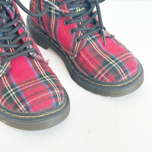 Dr. Martens Boots YOUTH 1460 Tartan  Red Plaid Kids Size 12 US - Picture 3 of 13